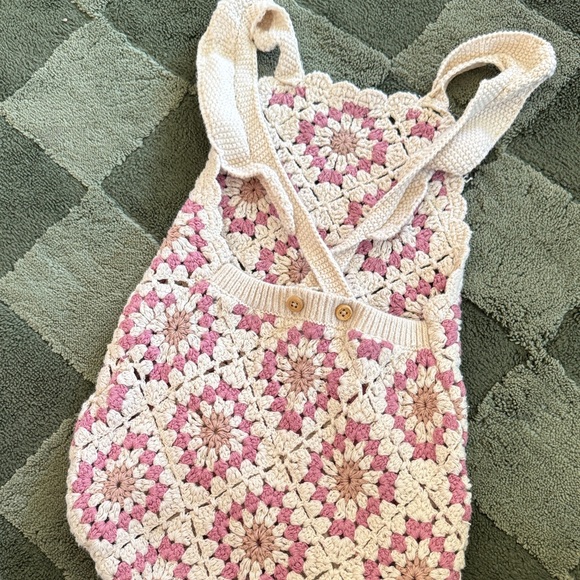 Zara Pink and Cream Crochet Kids One Piece - Picture 5 of 7